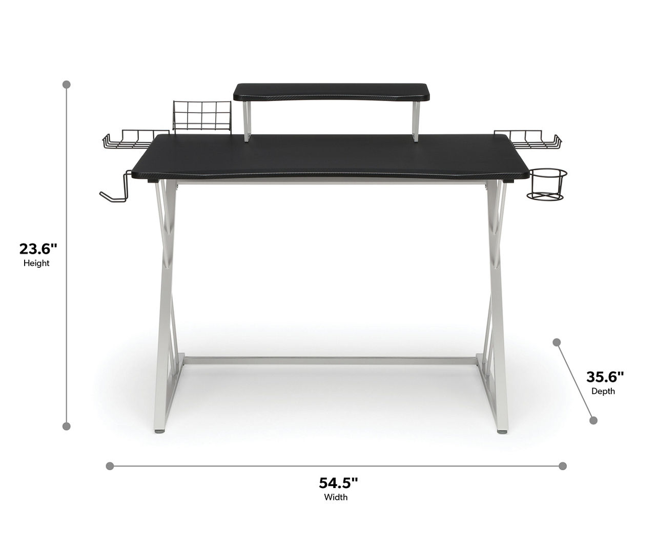 White & Black Carbon Fiber Z-Leg Gaming Desk