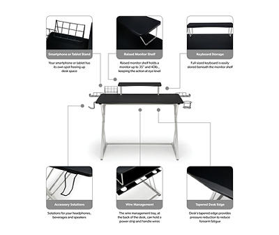 White & Black Carbon Fiber Z-Leg Gaming Desk