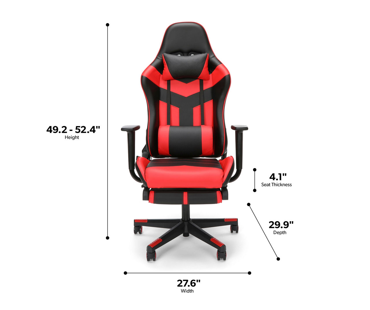 Essentials by OFM Black Red Faux Leather Racing Gaming Chair