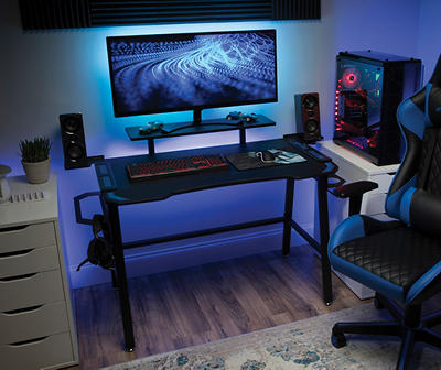 1010 Blue & Black Gaming Desk