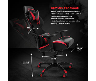 205 Black & Red Mesh Racing Gaming Chair