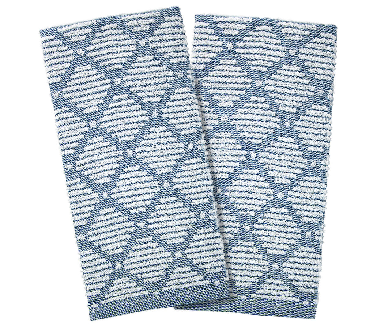 CUISINART KITCHEN TOWELS (2) OVERSIZED BLUE WHITE FLORAL 18 X 28