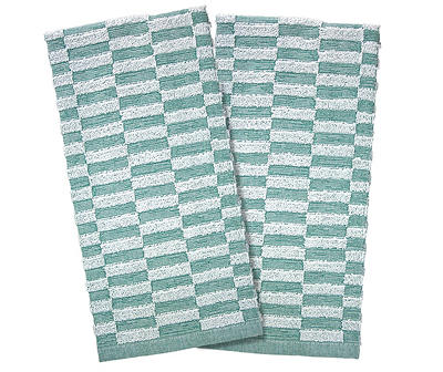 Teal Rectangle Checkerboard Kitchen Towel, 2-Pack