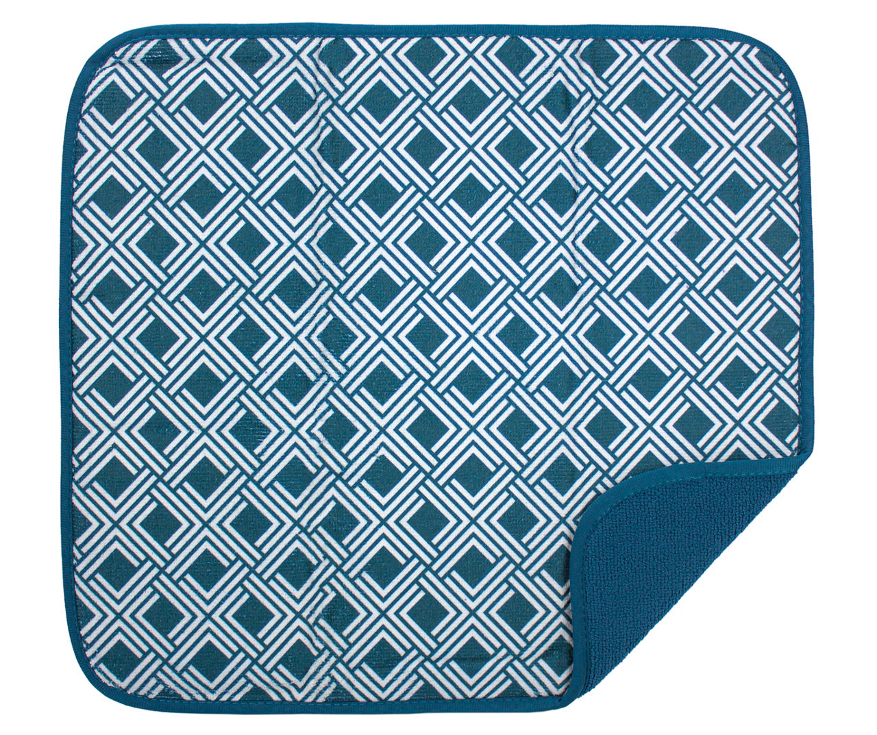 Cuisinart - Corsair Blue Geometric 2-Piece Dish Drying Mat & Rack Set