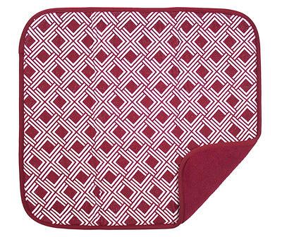 Cuisinart - Red Dahlia Geometric 2-Piece Dish Drying Mat & Rack Set