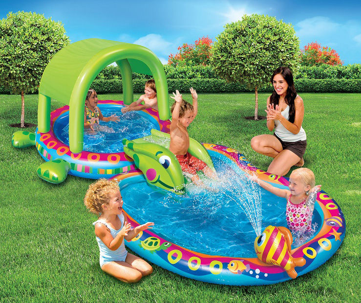 Baby inflatable best sale pool with slide