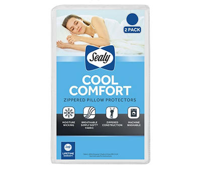 White Cool Comfort Microfiber Standard Zippered Pillow Protector, 2-Pack