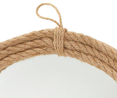 Brown Rope-Wrapped Round Wall Mirror