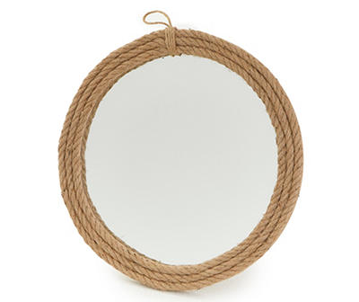 Brown Rope-Wrapped Round Wall Mirror