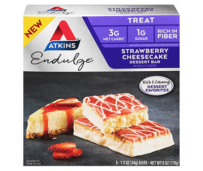 Atkins Endulge Treat Strawberry Cheesecake Dessert Bars 5-1.2 oz. Bars