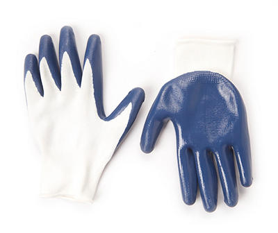 Blue & White Nitrile Dipped Gloves, 5-Pack