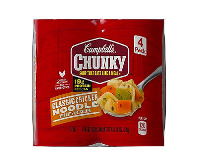 Chunky Classic Chicken Noodle Soup 18.6 Oz. Cans, 4-Pack