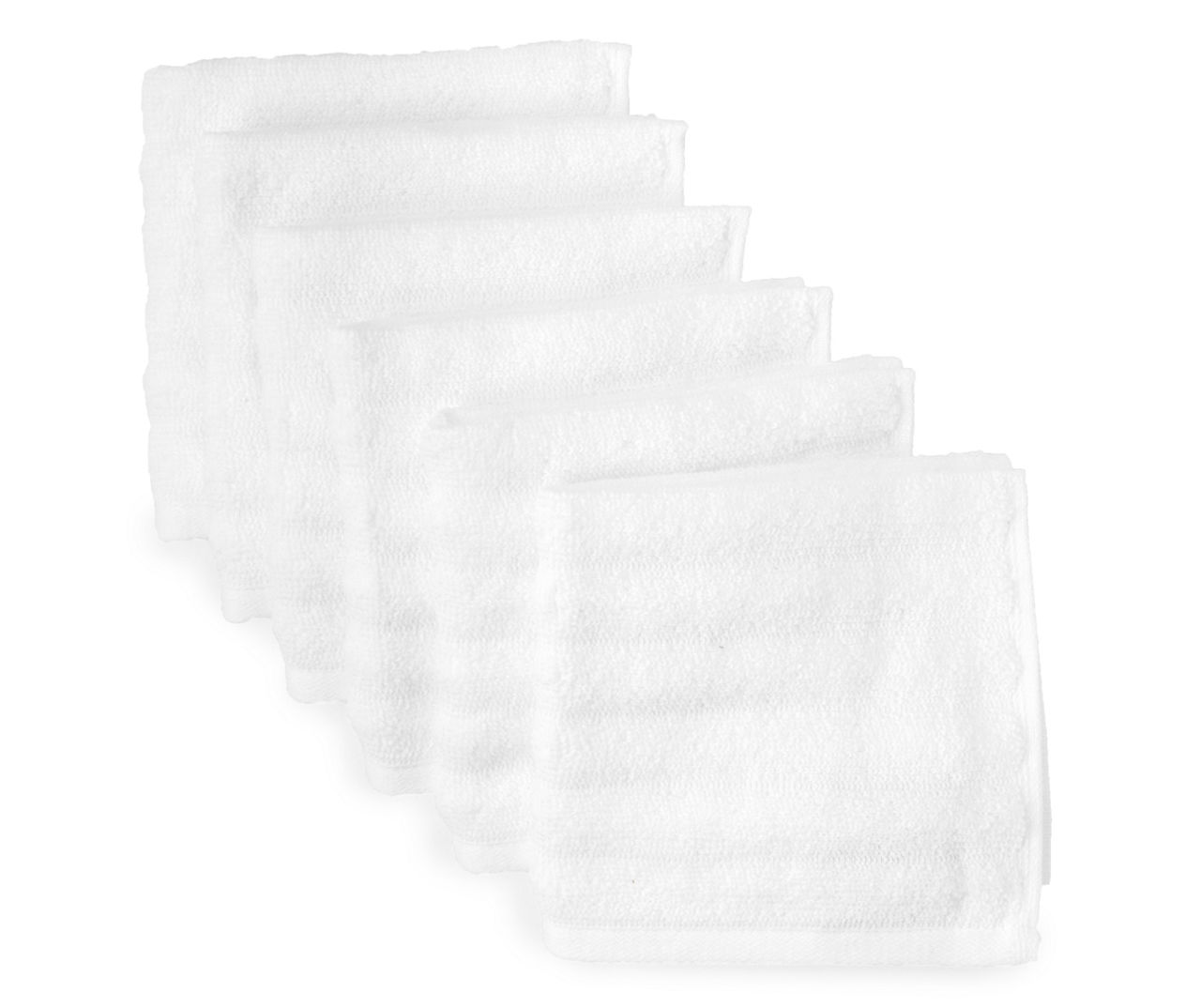 Bright White Textured Stripe Washcloth, 6-Pack