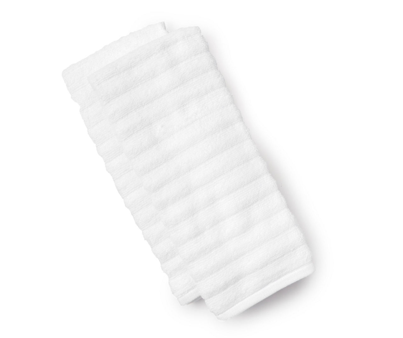 Bright White Textured Stripe Hand Towel, 2-Pack