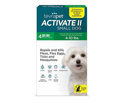TevraPet Activate II Topical Flea & Tick Prevention for Small Dogs, 4-Count