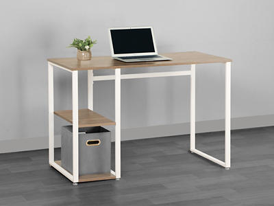 Dorm Essentials Taupe & White 2-Shelf Desk
