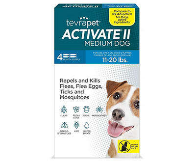 TevraPet Activate II Topical Flea & Tick Prevention for Medium Dogs, 4-Count
