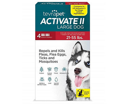 TevraPet Activate II Topical Flea & Tick Prevention for Large Dogs, 4-Count