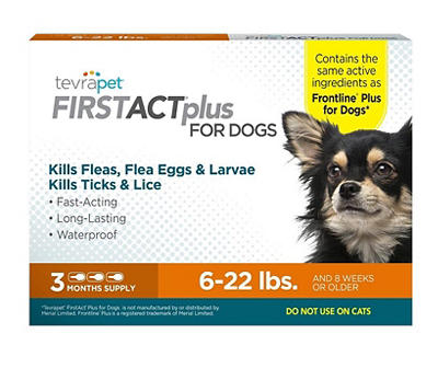 TevraPet FirstAct Plus Topical Flea & Tick Prevention for Small Dogs, 3-Pack
