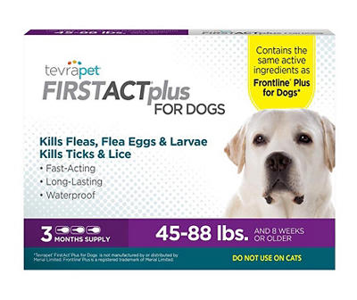 TevraPet FirstAct Plus Topical Flea & Tick Prevention for Large Dogs, 3-Pack