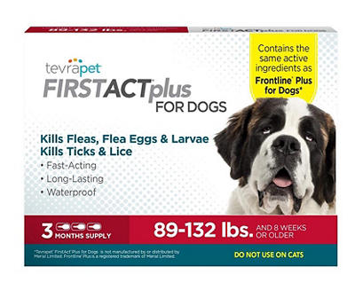 TevraPet FirstAct Plus Topical Flea & Tick Prevention for Extra Large Dogs, 3-Pack