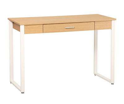 Dorm Essentials Oak & White 1-Drawer Desk