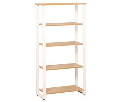Dorm Essentials Oak & White 4-Shelf Bookcase