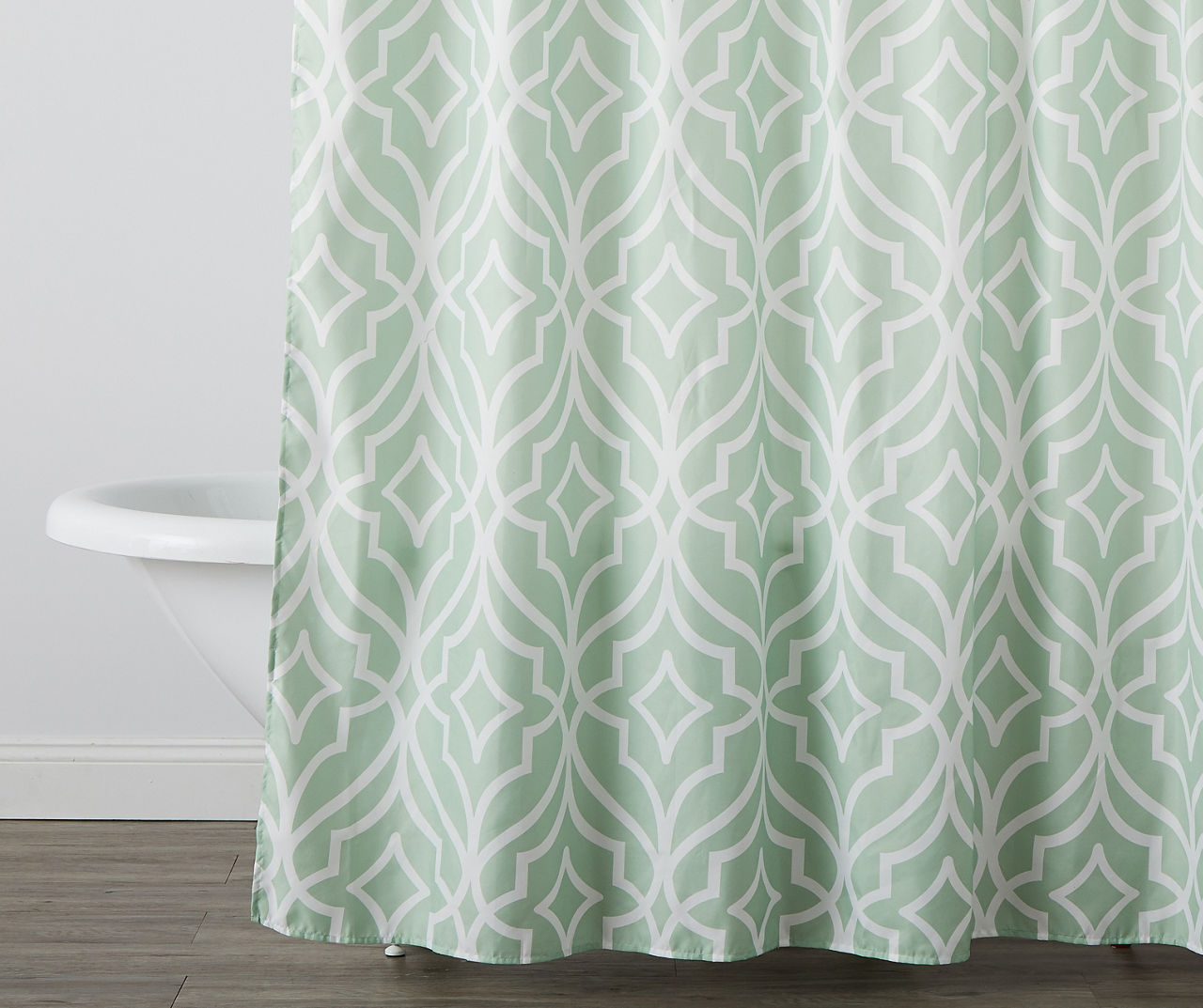 Marcel Sage Green Arabesque Lattice Microfiber Shower Curtain