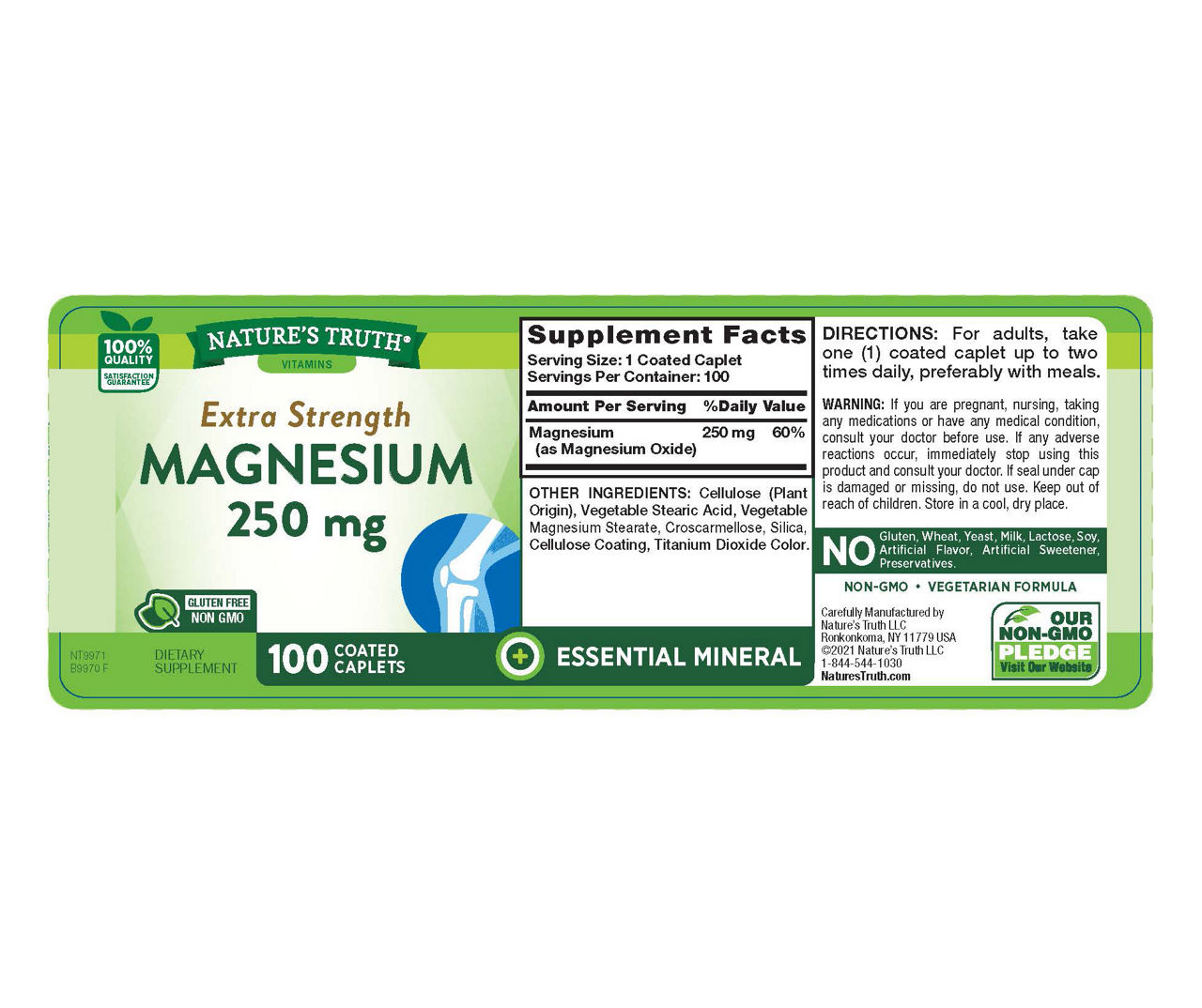 Nature's Truth Magnesium 250 mg Caplets, 100-Count | Big Lots