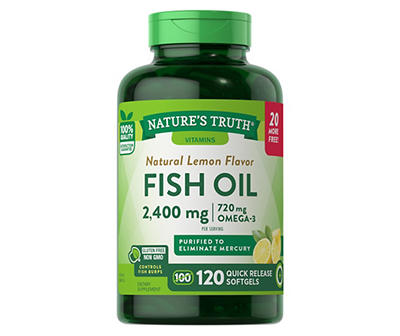 Nature's Truth Fish Oil 2,400 mg Softgels, 120-Count