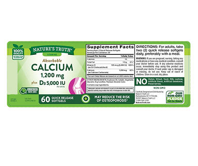 Nature's Truth Calcium 1,200 mg Softgels, 60-Count