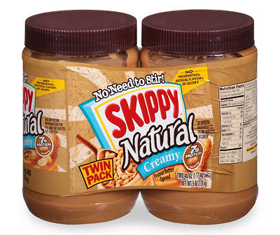 Skippy Natural Creamy Peanut Butter 2-40 oz. Jars