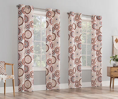 Rydell Sunset Rose Medallion Room-Darkening Grommet 4-Piece Curtain Panel Set, (84")