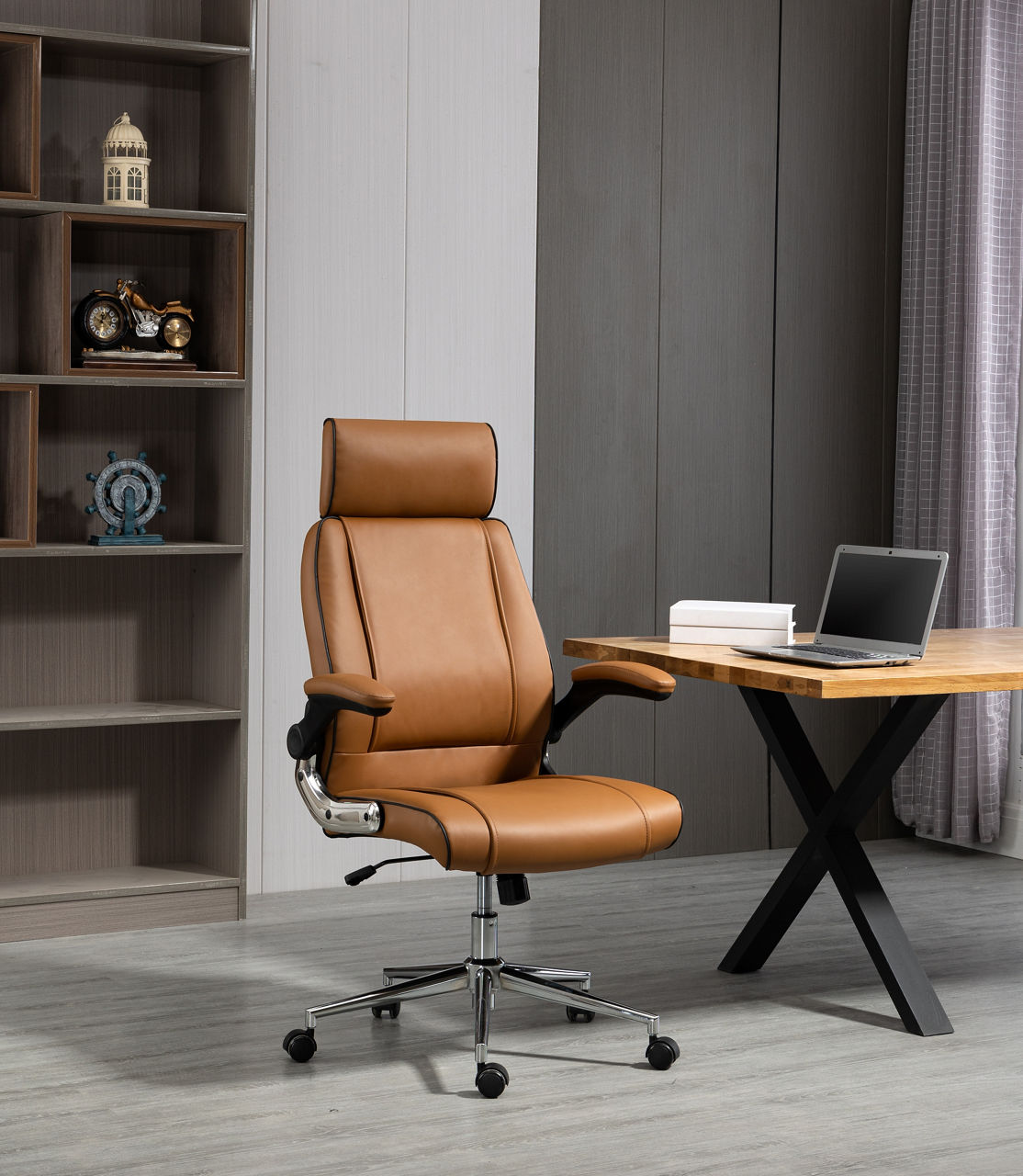 Cognac leather desk discount chair