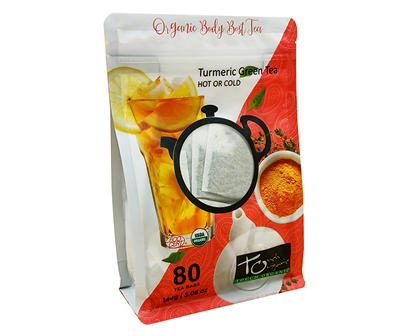 Organic Body Boost Turmeric Green Tea Bags, 80-Count