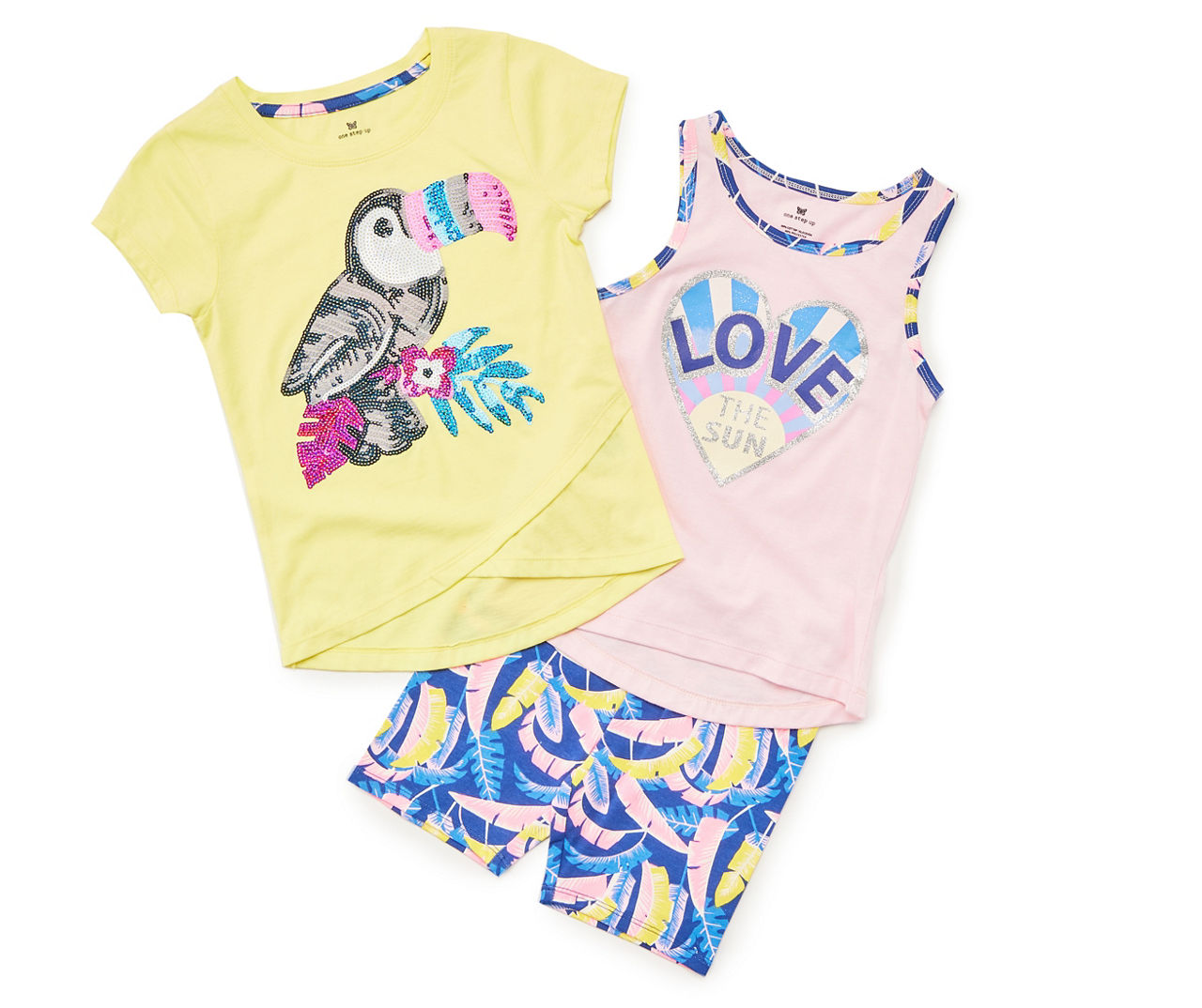 Kids' Size 8/9 "Love" Yellow & Pink Toucan 3-Piece Outfit Set