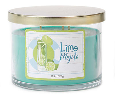 Lime Mojito Teal 3-Wick Jar Candle, 11.5 oz.
