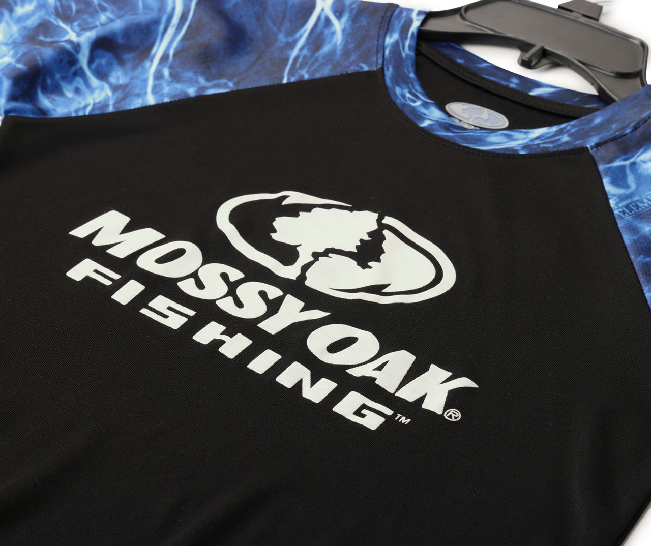 Mossy Oak Men's Size L Black & Blue Tie-Dye Logo Performance