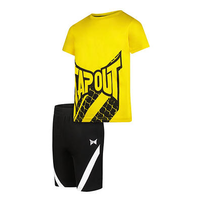 Tapout Kids' Yellow Chain Link-Accent Logo Tee & Black Shorts