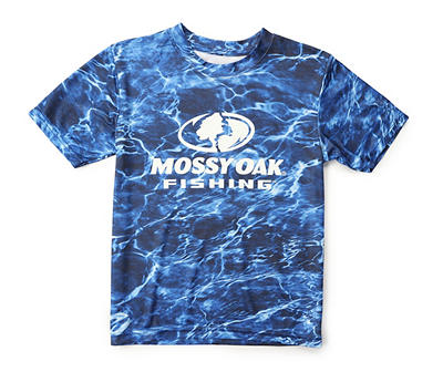 Mossy Oak Men's Blue Tie-Dye Logo Performance Tee