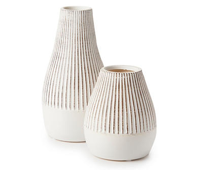 BHEC RIBBED TWO TONE VASE 8.4IN