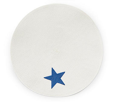 White & Blue Star Braided Round Placemat