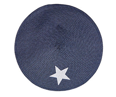 Navy & White Star Braided Round Placemat