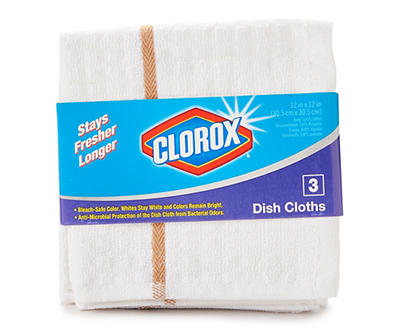 Clorox Dish Cloth, Gray, 12W x 12L, 3 Piece 