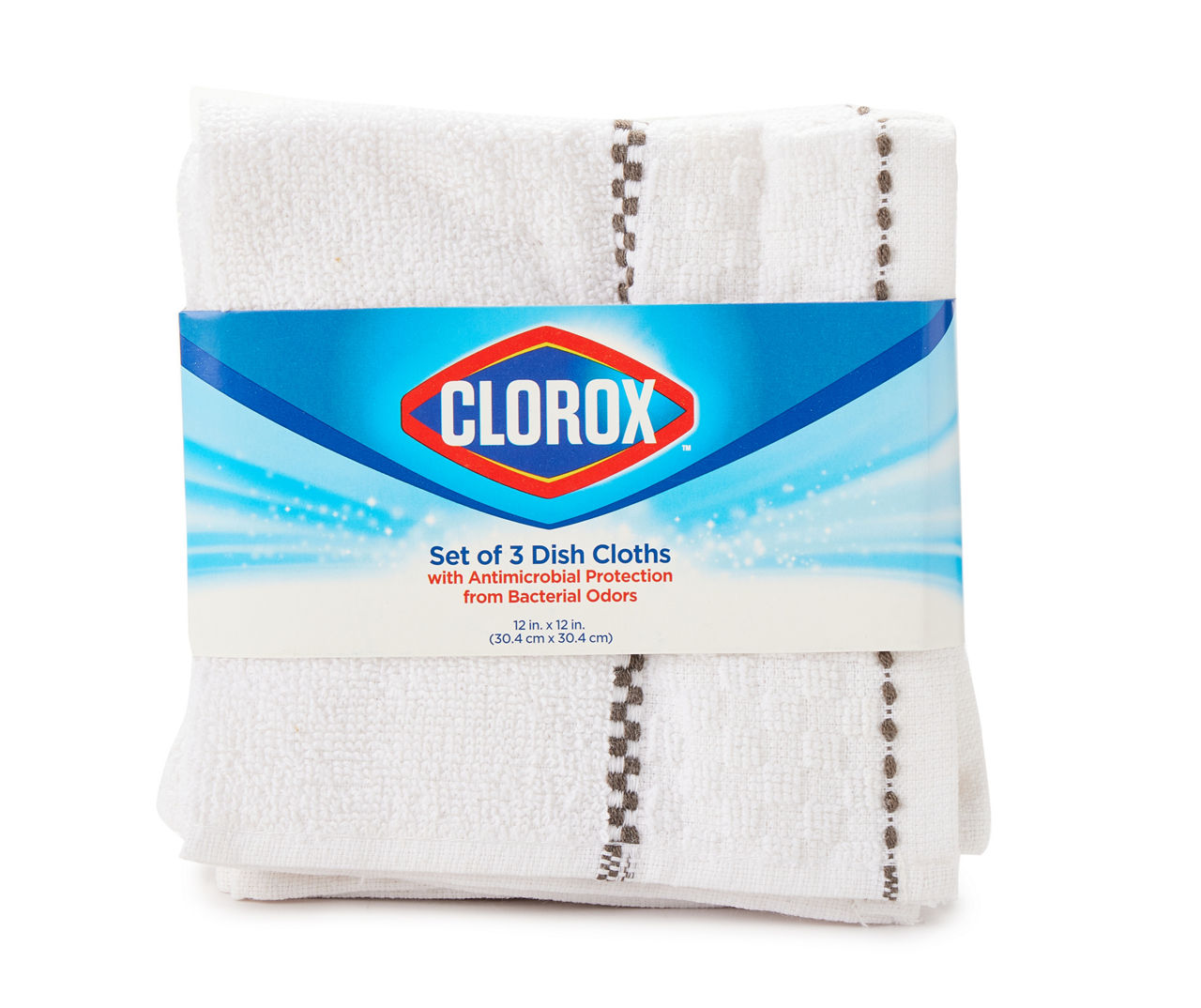 Clorox White Checkerboard-Accent Dishcloth, 3-Pack