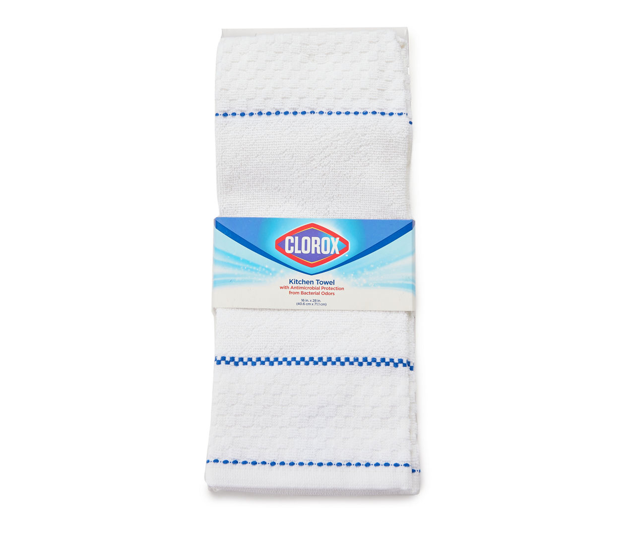 Clorox Kitchen Towels 2 Pack 16x28 Blue Accent Antimicrobial 50 Washes