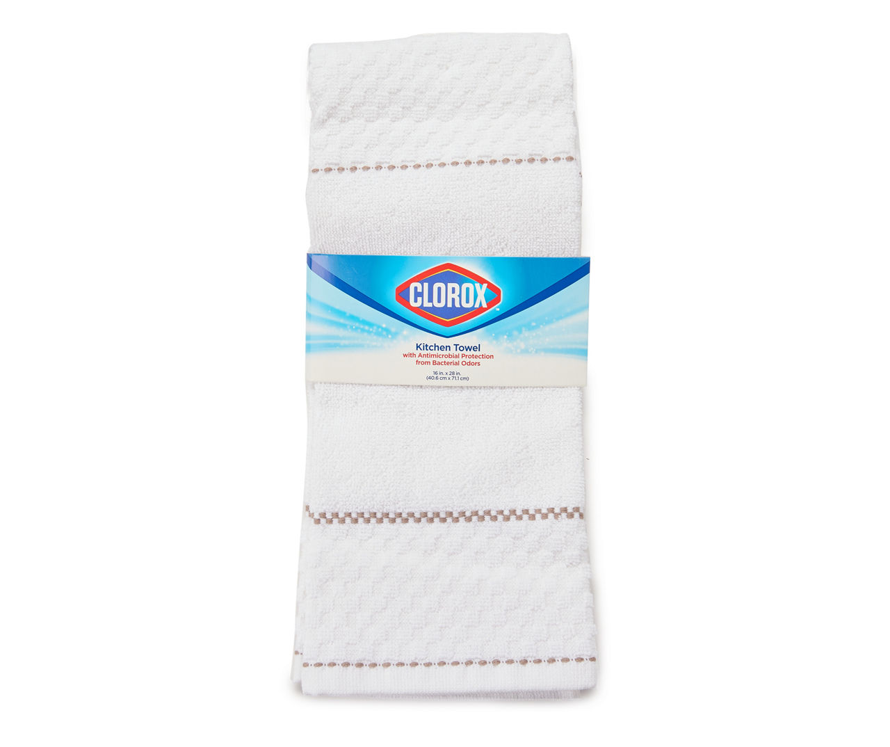 Clorox Antimicrobial Kitchen Towel Set, White/Grey, 2 Piece 