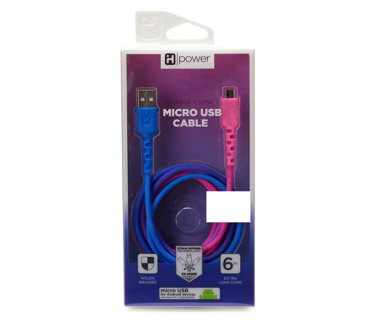 Pink & Purple Ombre Braided 6' Micro USB Cable