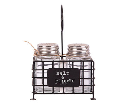 "Salt & Pepper" Black Metal Wire Shaker Caddy