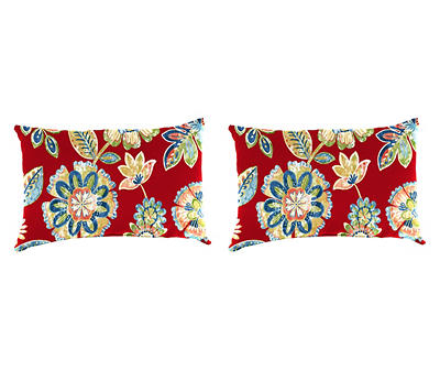 Daelyn Cherry Outdoor Lumbar Throw Pillows, 2-Pack